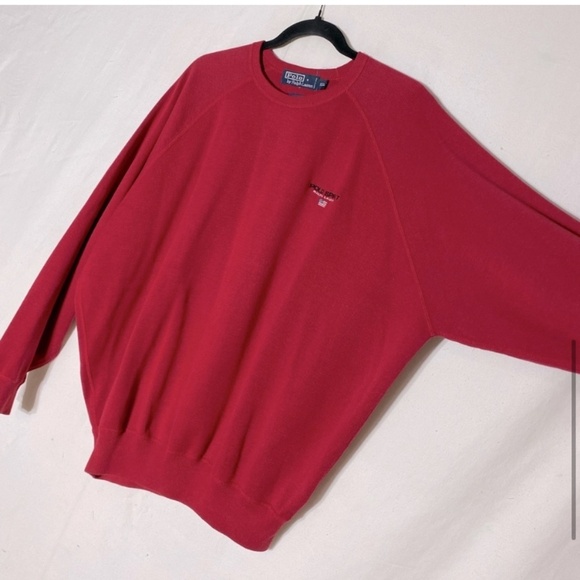 Vintage Polo By Ralph Lauren Red Cotton Knit Crew Neck Sweater XXL - Picture 7 of 13